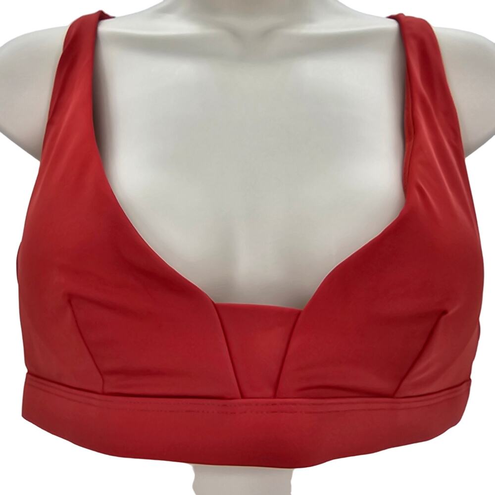 Andie Swim Womans size L The Tahiti Bikini Top in Chili Pepper V-Neck Sport NEW